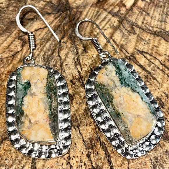 “The Relief Stone” Mariposite Earrings 1 7/8” - Picture 4 of 5